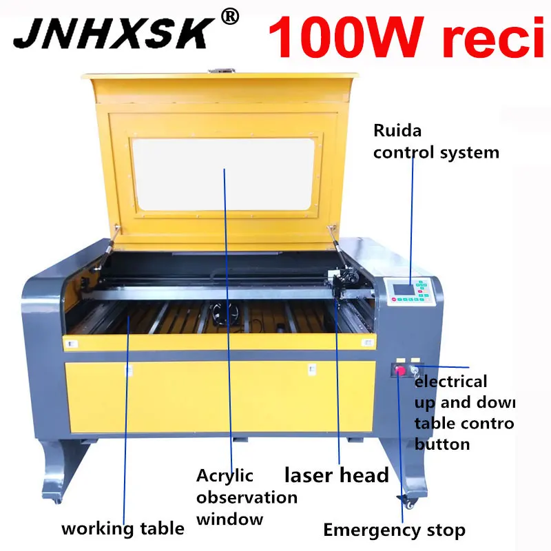 JNHXSK 100 Вт reci 1080 Лазерная гравировальная режущая машина лазерный резак для