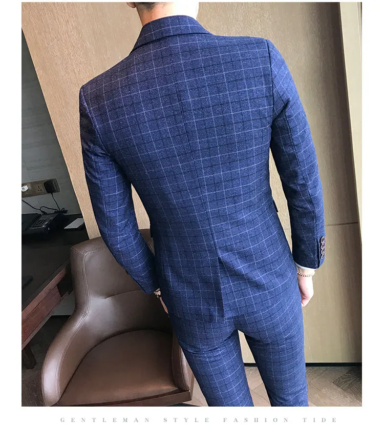 Мужской костюм комплект из 3 предметов(Блейзер брюки жилет) британский стиль узор деловой, банкетный бутик высокого класса на заказ костюмы Азиатский Размер 5XL