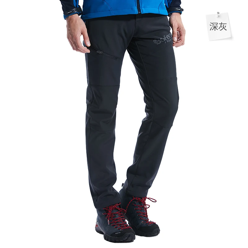 Мужские зимние теплые осенне-зимние флисовые походные брюки водонепроницаемые ветрозащитные уличные брюки спортивные походные брюки 1828A - Цвет: dark gray