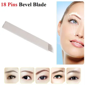 

100pcs 18 Pin Permanent Makeup Manual Eyebrow Embroidery Needle Tattoo Needle Blade Embroidery Microblading Tattoo Pen Machine