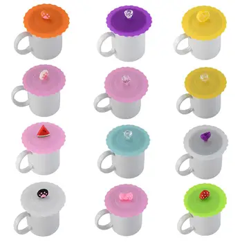 

Cute Water Drinking Cup Lid Silicone Anti-dust Bowl Cover Cup Seals Glass Mugs Cap Heat Resistant Tea Cup Lids Diameter 10cm