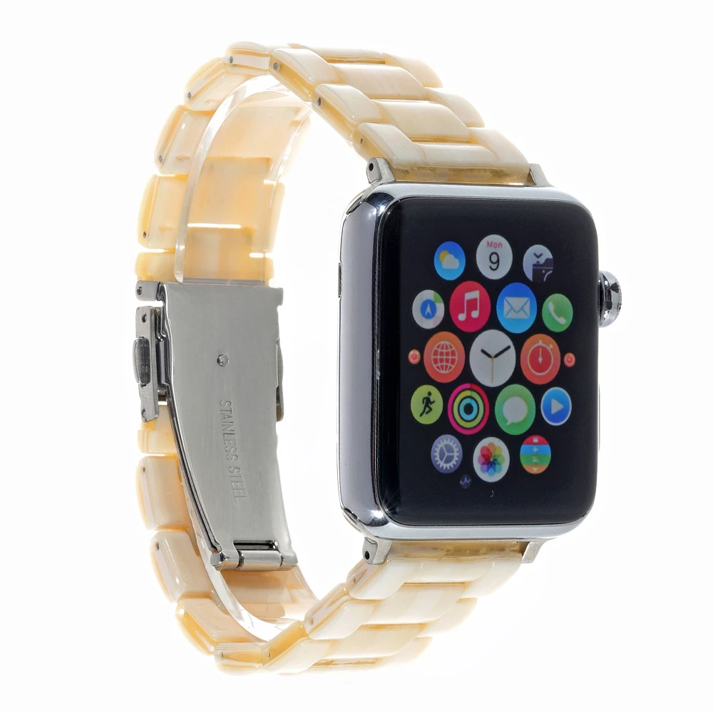 

2019 Resin Watchband for iWatch Apple Watch 38mm 40mm 42mm 44mm Series 4 3 2 1 Wrist Band Steel Buckle Strap Bracelet
