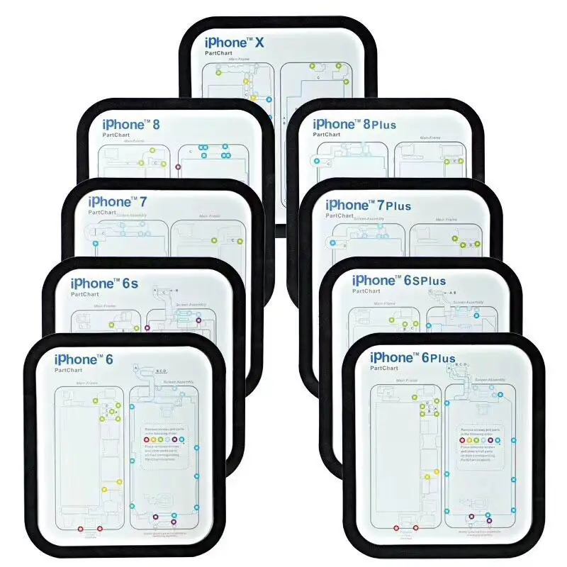 

12PC Professional Guide Pad for iPhone XsMax XR XS X 8P 8 7 7P 6 6s 6p 6sp Magnetic Screw Keeper Chart Mat Phone Repair Tools