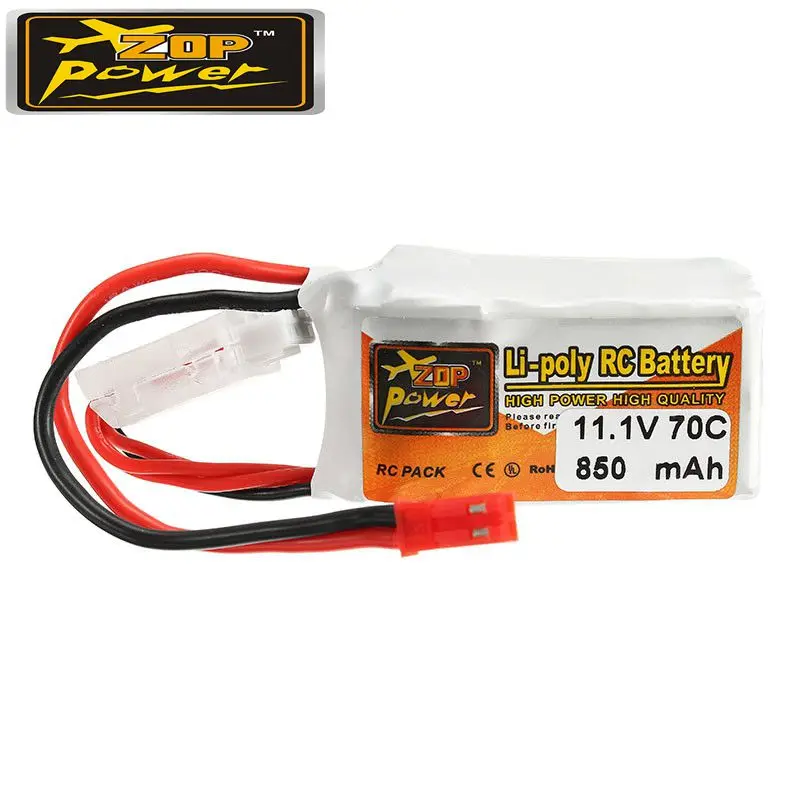 

Rechargeable Lipo Battery ZOP Power 11.1V 850mah 70C 3S Lipo Battery JST Plug