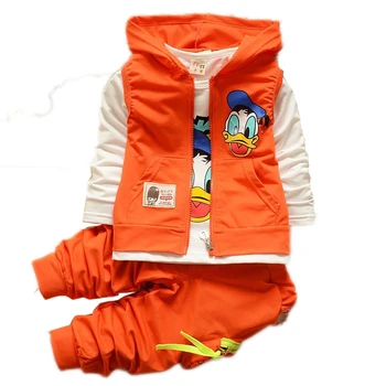 

Toddlers Boys Clothes Suits Cartoon Donald Duck Baby Kids Boys Outerwear Hoodie Jacket Baby Sport Minnie Clothing Sets Suits