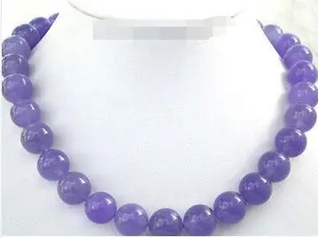 

Free Shipping>> new hot natural lavender jade bead necklace 9KT gold clasp 18