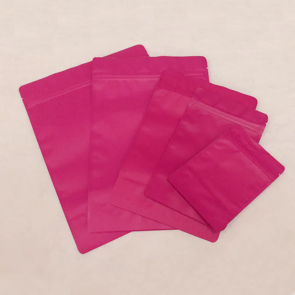100 Pcs High Grade Matte Color Aluminum Foil Zipper Bag for Long Term Food Storage, Colorful Stand Up Plastic Packaging Pouch