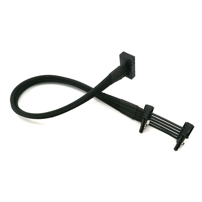 

Black Sleeved SATA 15Pin Male to 2x Female With Latch Power Extension Cable