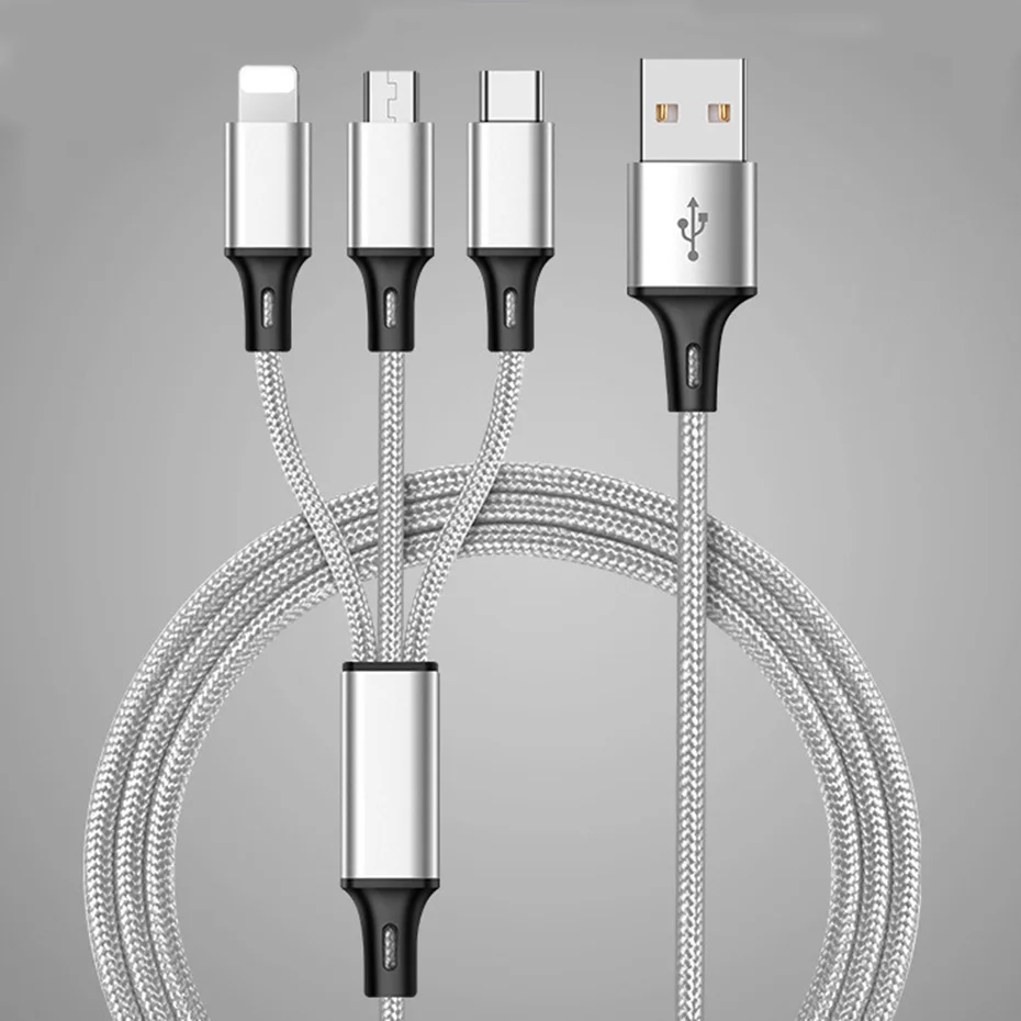 3 в 1 USB кабель для мобильного телефона Micro usb type C кабель зарядного устройства для iPhone samsung 6 зарядный кабель Micro USB шнур зарядного устройства