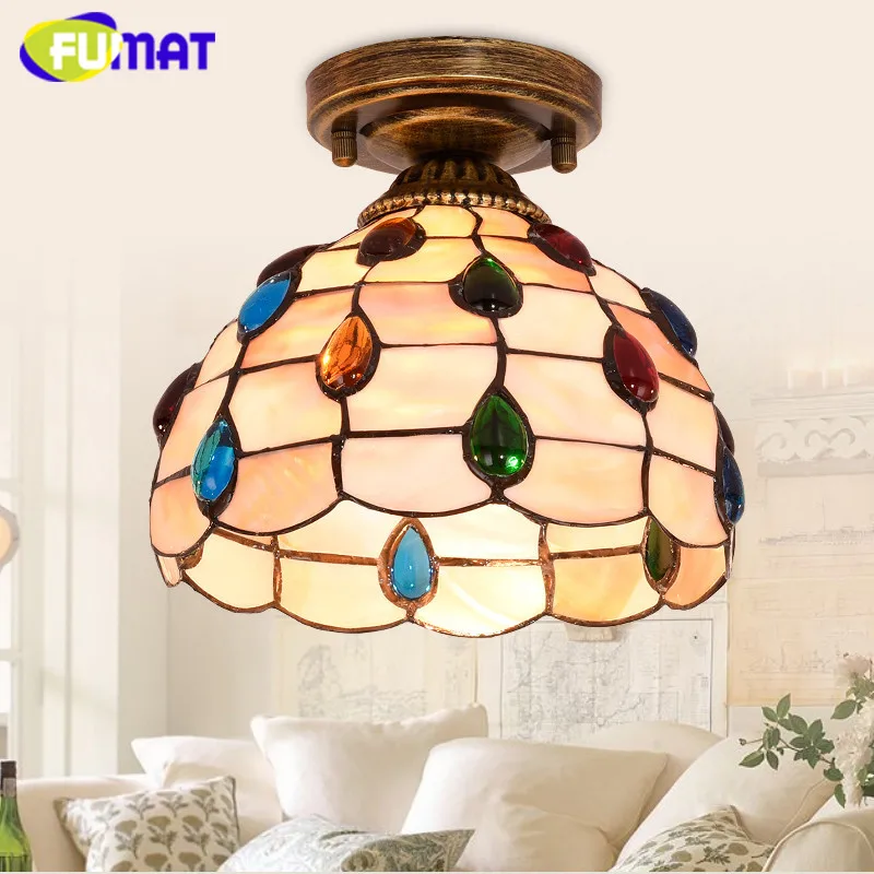 FUMAT потолочные светильники лампа Tiffany Витражная plafondlamp светодиодная