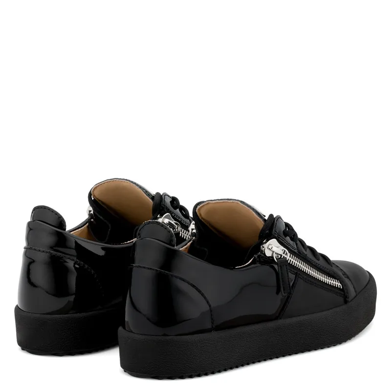 Designer Ocasionais Alto Sapato Sapatilhas Feminino Homem Confortável 45 Plataforma Low Show Estilo Zíper De Sapatos Unisex Preto Plana Metal salto Novo Tamanho As 6IAqx55