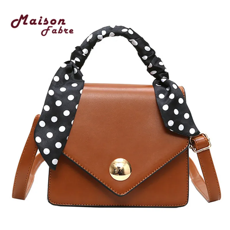 

HB@Maison Fabre Women's Leather Handbag Portable Small Square Bag Scarf Luxury Retro Wild Wide Shoulder Strap Bag Borsa da donna