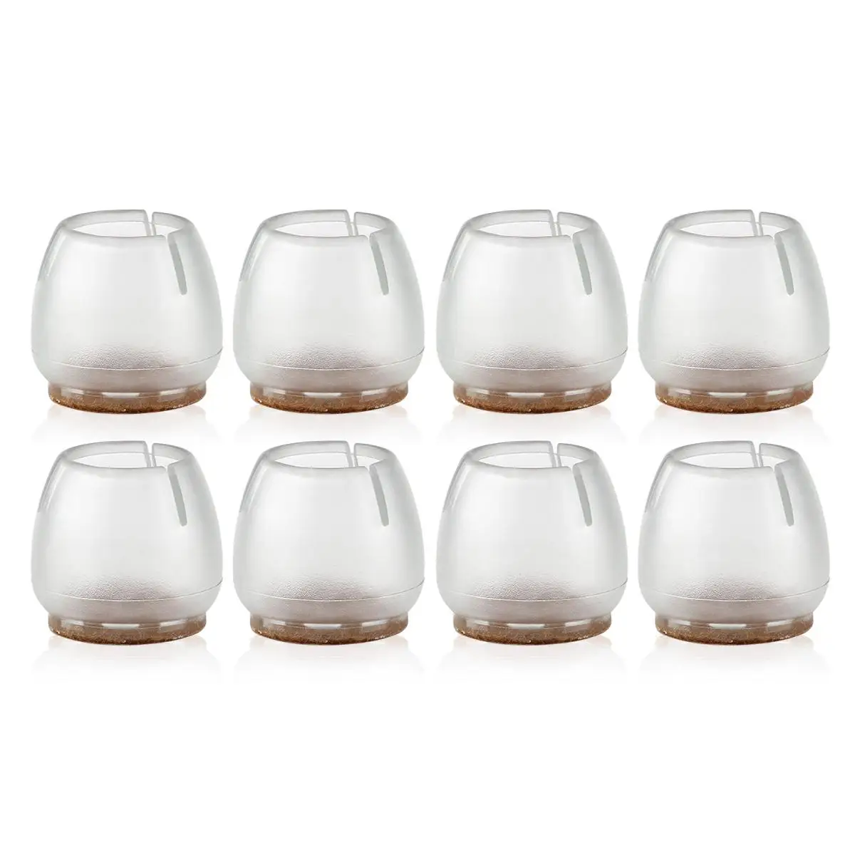 

8pcs Round Bottom Square Opening Silicone Chair Leg Caps Feet Pads Furniture Table Covers Wood Floor Protectors (Transparent)