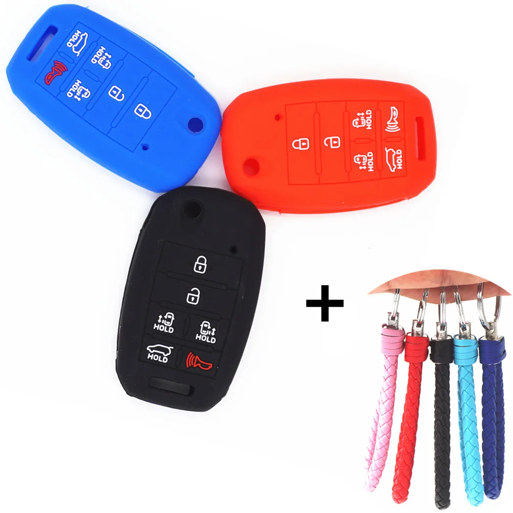 

WFMJ Silicone 6 Buttons Remote Flip Folding Smart Key Chain Cover Case for KIA Sedona Mini Van Carnival TQ8-RKE-4F21 95430-A9300