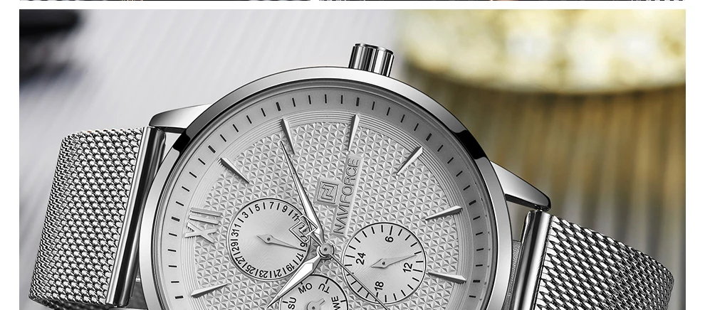 Топ Марка NAVIFORCE Мужская Мода Бизнес кварцевые наручные часы Водонепроницаемый сетка ремень спортивные Повседневное часы Для мужчин Relogio