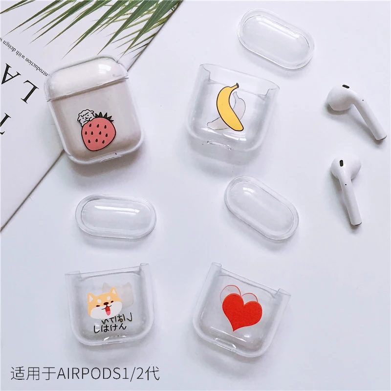 Защитный чехол Airpods с рисунком ударопрочный Прозрачный жесткий Airpods2 комплект