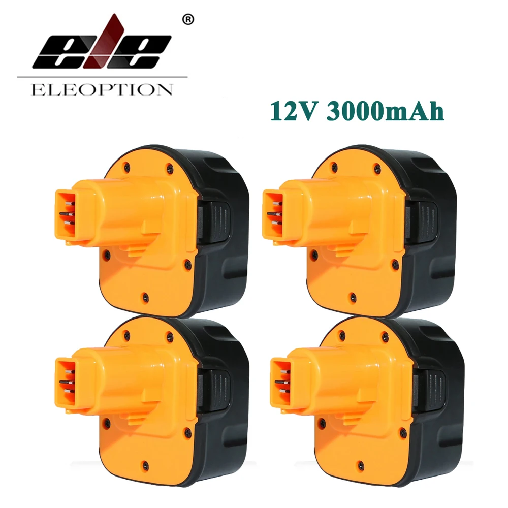 

ELEOPTION 4PCS Newest 12V 3000mAh NI-MH Replacement Power Tool Battery for Dewalt DW9071 DW9074 DE9037 DW9072 DE9075 DW9071