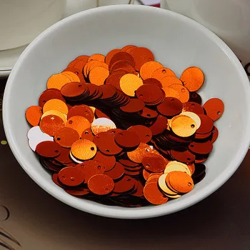 

50g Large Round Sequins 15mm PVC Sequin Flat Paillette Decoration With Side Hole Orange
