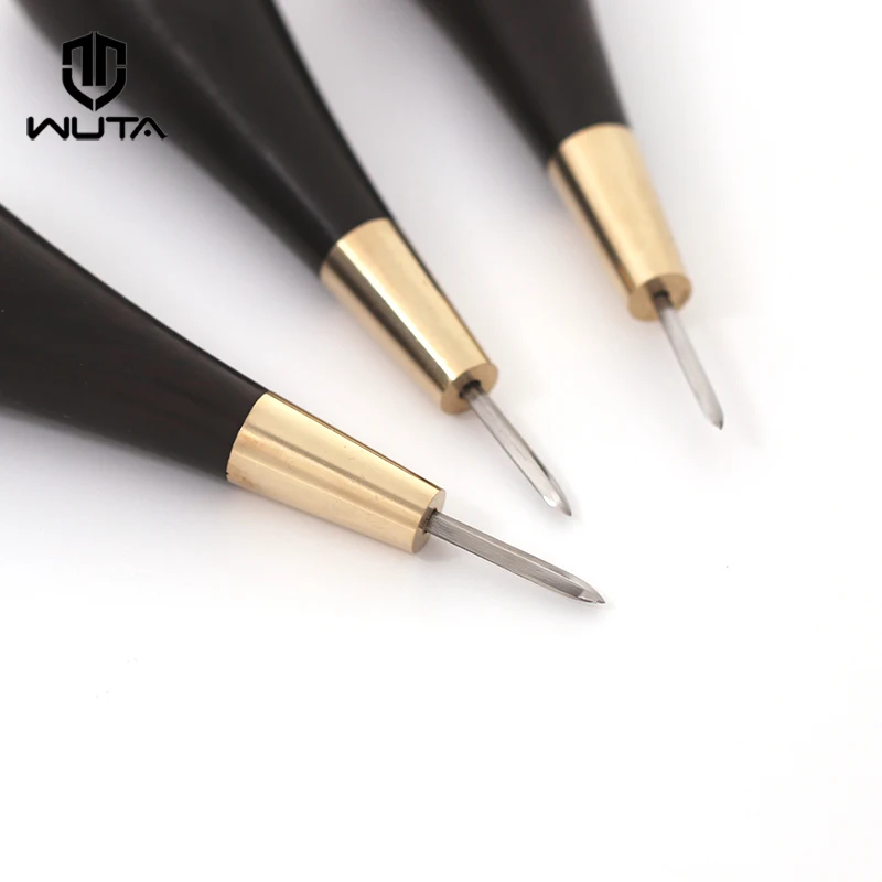 Vente WUTA diamant forme couture Awl ébène Blackwood poignée en cuir artisanat couture Awl Kits à la main outils de couture bricolage point conique