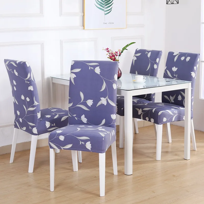 Обеденный чехол для кресла спандекс 4/6 шт Анти-грязный для кухонного стула крышка стрейч безрукавка чехол для кресла для банкета дома de chaise - Цвет: Dark Blue-Gray