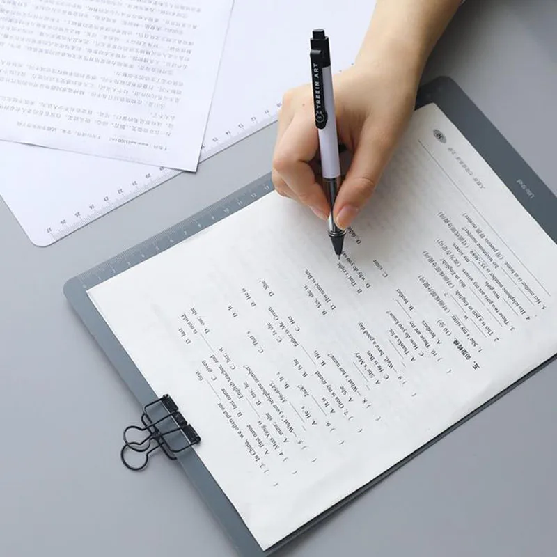 

1 Pcs Novelty Simple Writing Folder Board Test Paper Clipboard Plastic with Ruler Convenient Office Stationery