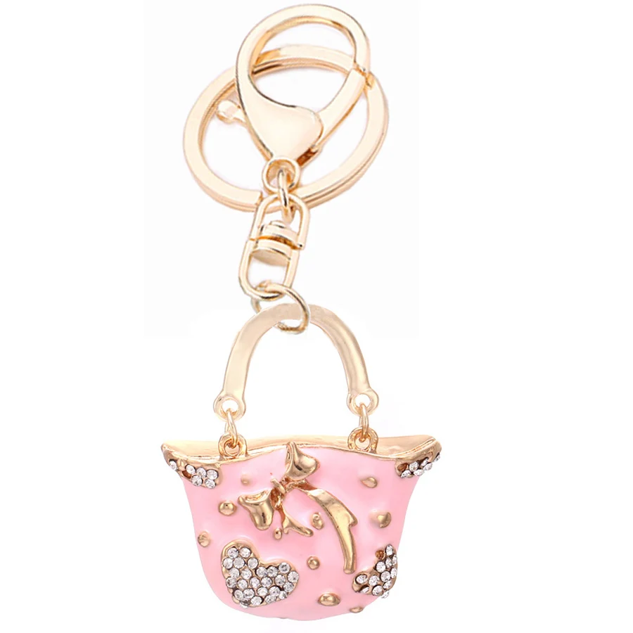 Creative Crystal Handbag Style Key Chain Ring Holder For Girls Bag