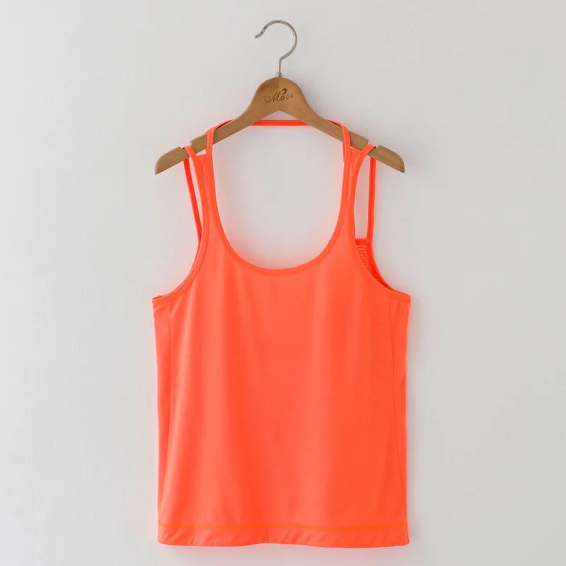 5 цветов летние пикантные Для женщин Топы быстрое высыхание свободные дышащие Фитнес рукавов жилет тренировки Топ Спортивный Спортивная футболка - Цвет: Оранжевый