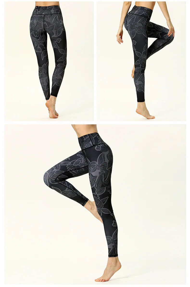Женские фитнес-брюки тонкие для йоги с высокой талией спортивные Леггинсы для спортзала для девочек эластичные колготки с принтом для бега