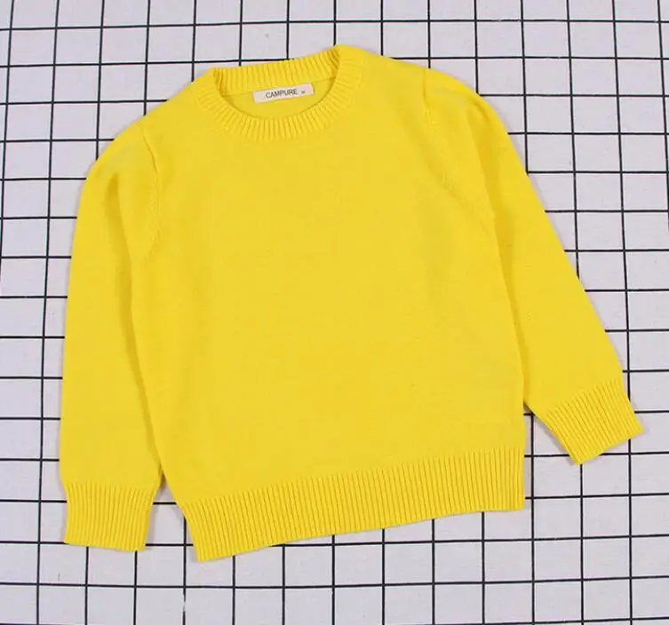 Новинка г. Свитер детский пуловер однотонный Хлопковый вязаный свитер брендовые хлопковые детские вязаные топы с длинными рукавами - Цвет: yellow