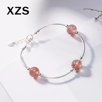 

100% Genuine S925 Sterling Silver Chinese Style Strawberry Quartz Bracelet Women Luxury Valentine's Day Gift Jewelry SLCN-18003