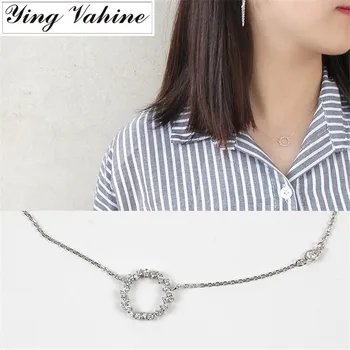 

925 Sterling Silver Jewelry Hollow Circle Zircon Choker Necklace for Women