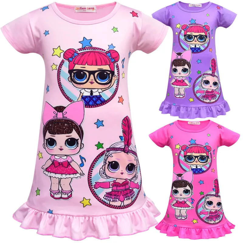 

New arrival girls lol Doll Dress Party Holiday Children Clothes Princess baby Girl Dresses home clothing pajamas costume kids