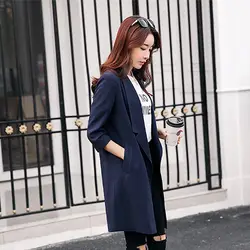 2018 Blaser моды Демисезонный Slim Fit пиджаки пальто мужские полиэстер Кнопка Длинные женские Повседневное Средний пальто тонком