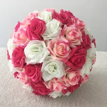 12 дюймов 30 см подвесной декоративный шар из цветов Центральные элементы Шелковая Роза украшение для свадьбы целующиеся шары Pomanders мята свадебный декоративный шар