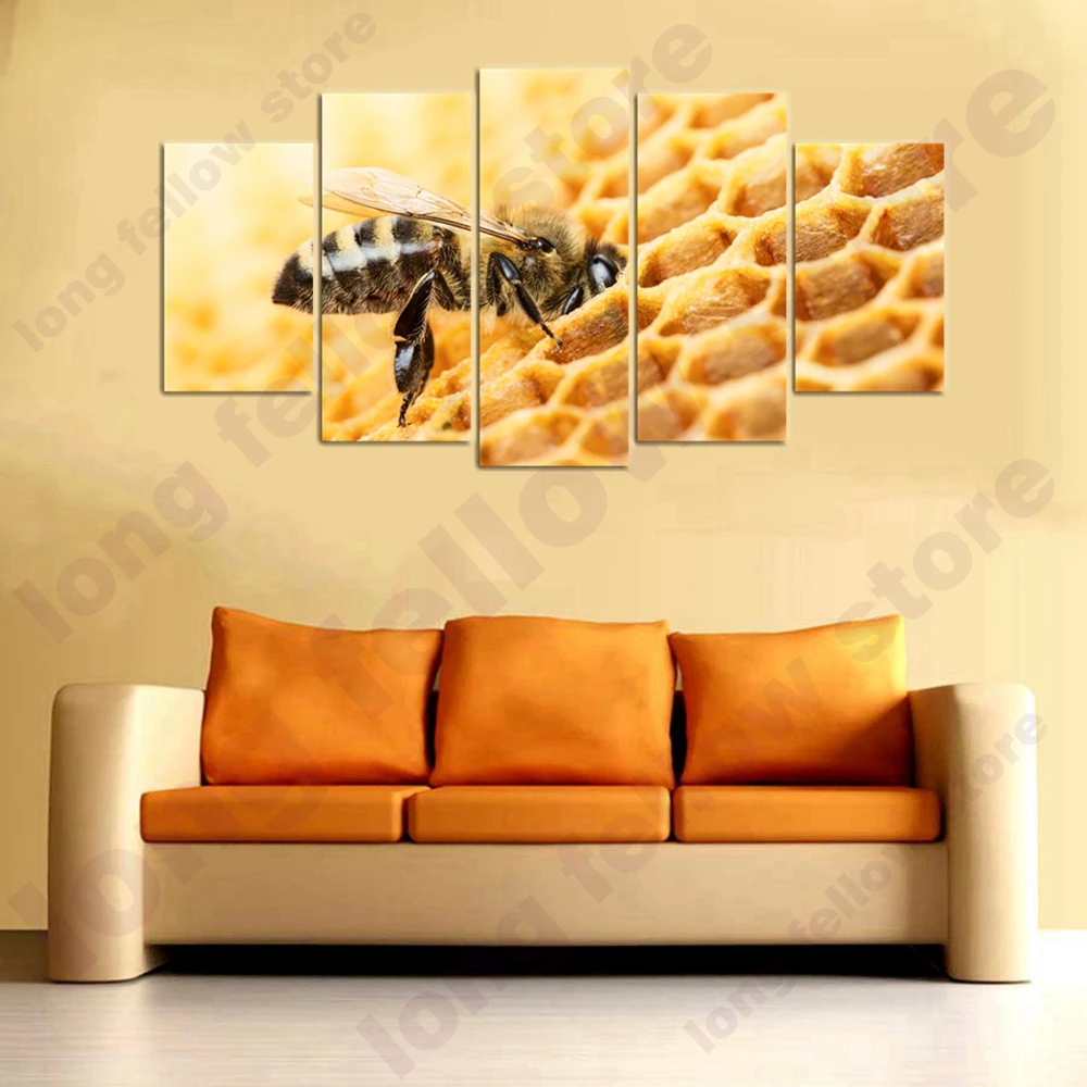 kitchen wall art | bee art print | honey bee decor |... Bees Gather Honey Posters Wall Art Prints Still Life Honey Food Picture ...