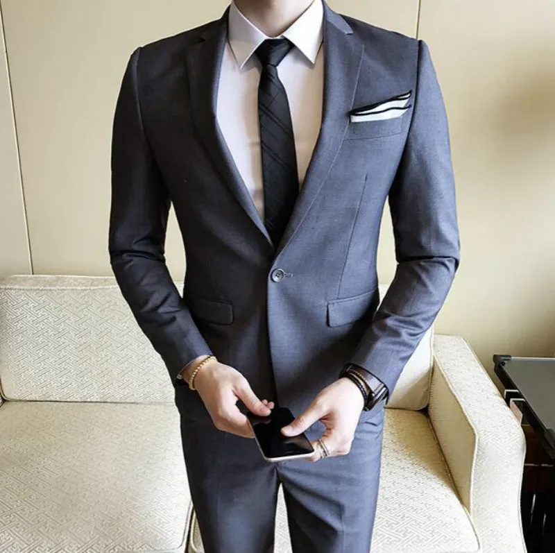 

Mens Wedding Dress Suits Tuxedo Set Slim Fit Man Suits Brand Blazer Masculino Dress Suit For Men High End Boutique Foamal Suits