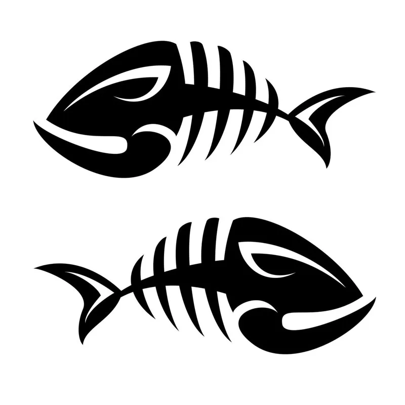 

11.3*10.4CM 1Pair Fish Skeleton Personality Car Rear View Mirror Decorative Sticker Cartoon Motorcycle Stickers C6-0637