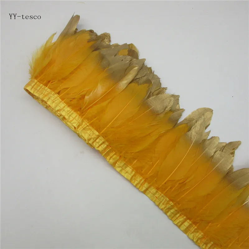 

YY-tesco Goose Feather Trims 1 Yards Gold Geese Feather 15-20cm Fringes Ribbons for Dress Skirt Cloth Belt decorative Clothing
