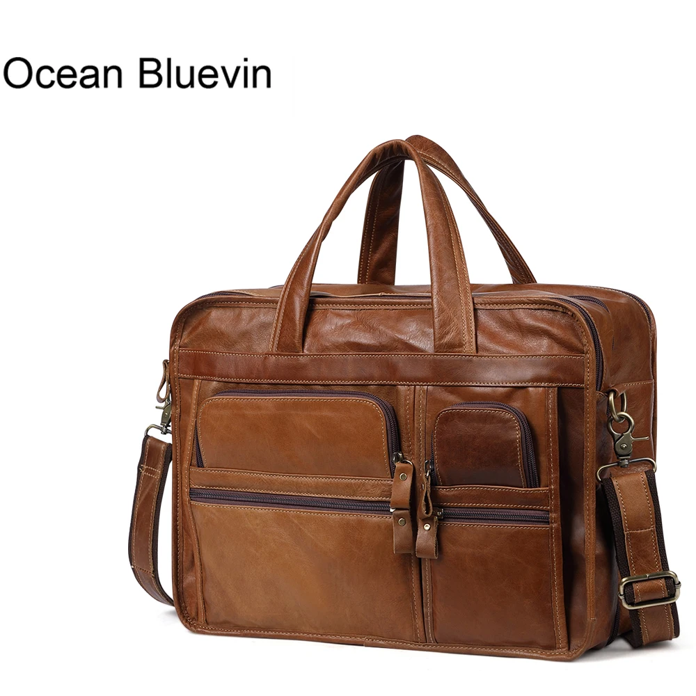 Сумка тоут OCEAN BLUEVIN из натуральной кожи для мужчин на каждый день в