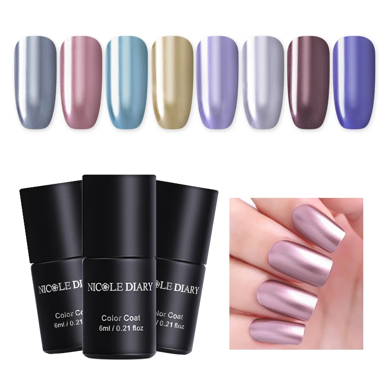 

NICOLE DIARY 6ml Metallic Mirror Effect UV Gel Polish Long Lasting Metal Gold Color Nail Varnishes Polish Nail Art Manicure