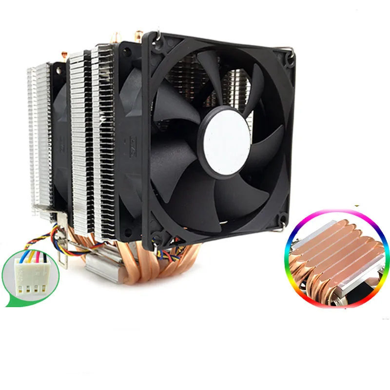 Кулер для процессора 90 мм вентилятор 6 радиаторов Intel LGA 775/115x AMD 754/940/AM2 +/AM3/FM1/FM2
