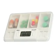 Abs пищевой пластик интеллектуальные таблетки хранения box дело портативный путешествия pillbox с таймер напоминание сигнализации и 1 дюймов жк-экран