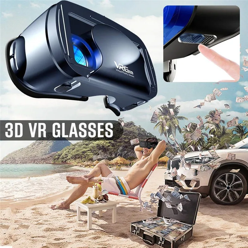 VRG Pro 3D VR очки Виртуальная реальность полный экран визуальные широкоугольные VR очки для 5 до 7 дюймов смартфон очки устройства