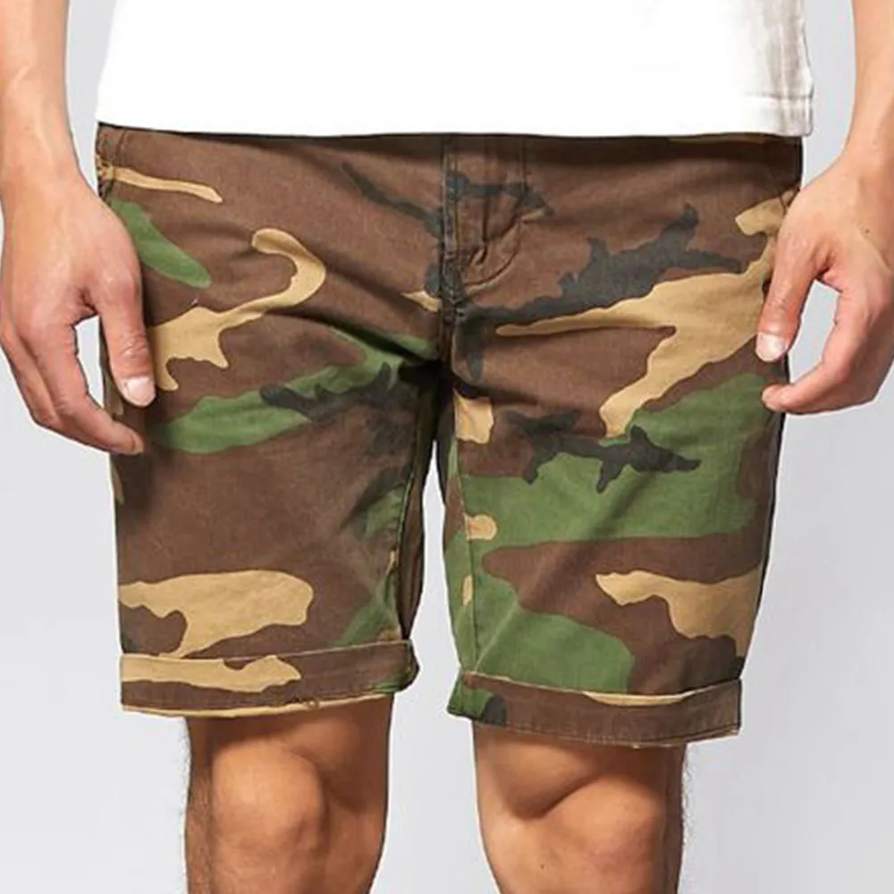 Summer Vintage Army Camouflage Cargo Shorts Men Bermuda Masculina Mens