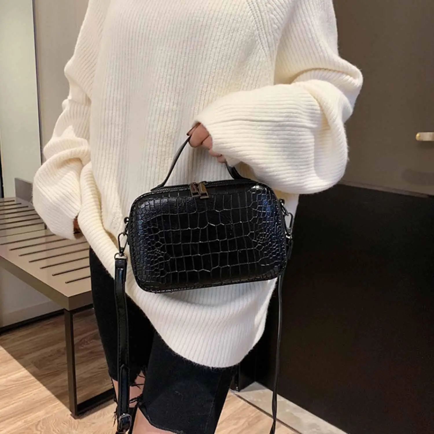 LJL Stone Pattern Сумки через плечо для женщин модные маленькие однотонные сумки на