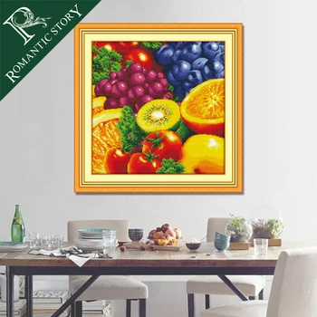 

Romantic Story Fruit home decoration Painting Cross Stitch Needlework DMC DIY Printing Cross-Stitch Sets For Embroidery Kits