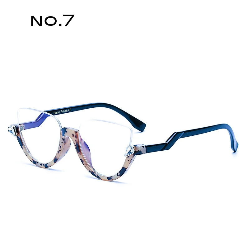 TAOTAOQI Роскошные Пластик половина-оправа «кошачий глаз» солнцезащитные очки Для женщин Брендовая Дизайнерская обувь Высокое качество модные солнцезащитные очки UV400 - Цвет линз: NO.7