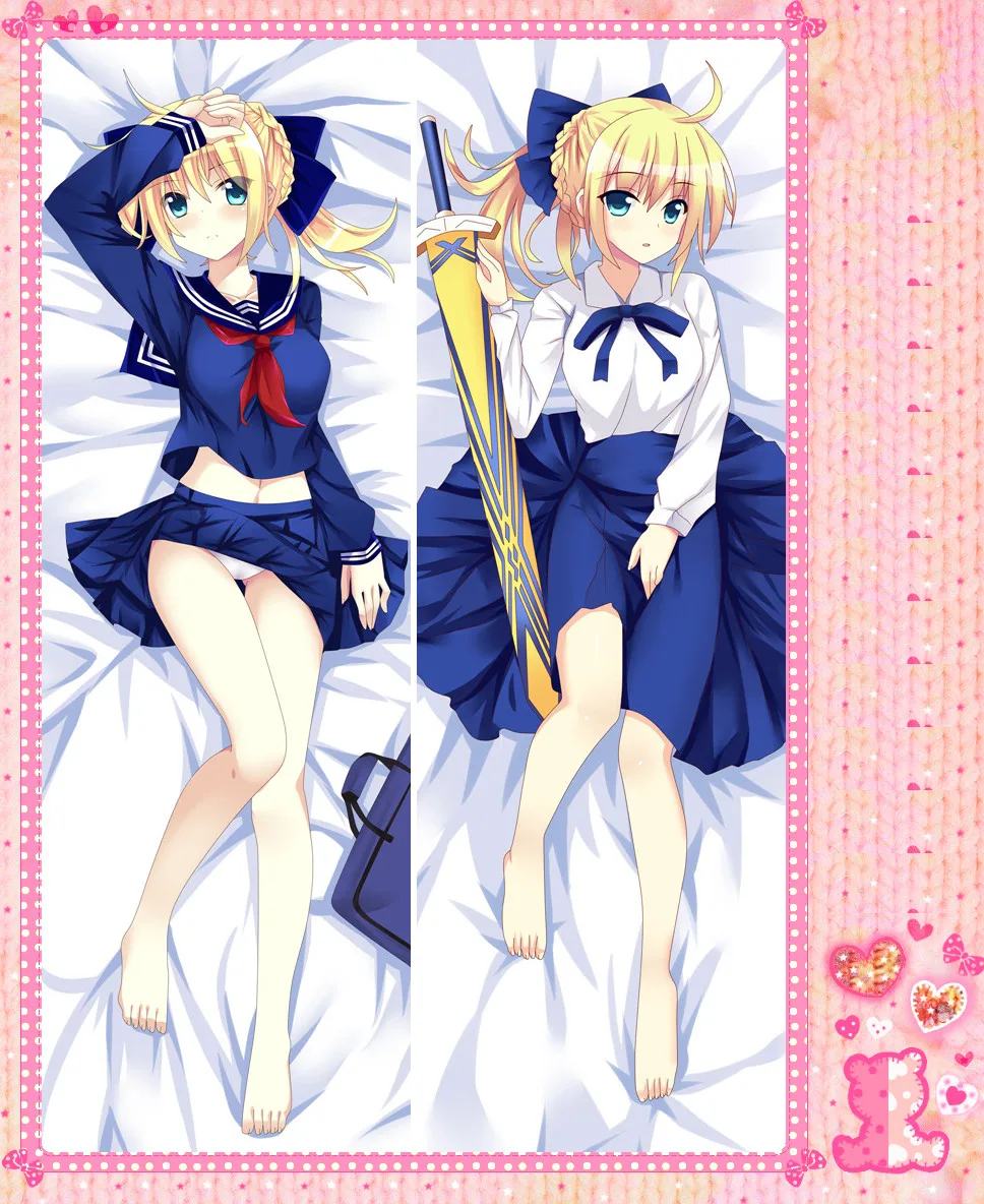 Аниме мультфильм Fate Stay Night Double Bolster Hugging Наволочка Чехол для подушки Peach Skin 2 Way/WT