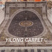Yilong 9'x12' ручной работы турецкий синий медальон ковры изысканный шелк ковры(YHW363A9x12