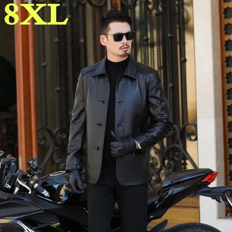 plus size  8XL 7XL Business  Casual  Spring and autumn fashion Genuine leather coats men casual coat mens Genuine Leather jacket